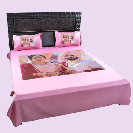 Married Couple Photo Printed Bed Sheet