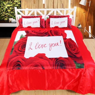 Love You Photo Printed Bed Sheet
