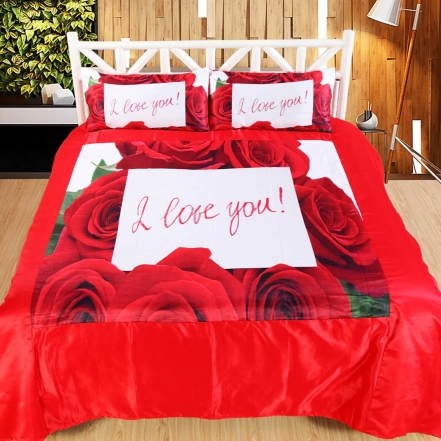 Love You Photo Printed Bed Sheet