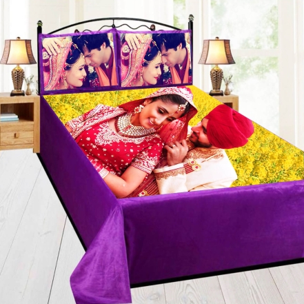 Cute Married Couple Photo Printed Bed Sheet