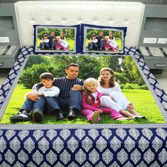 Family Photo Printed Bed Sheet