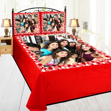 Lovely Family Photo Printed Bed Sheet