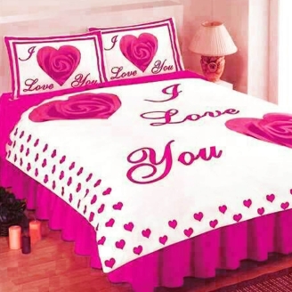 I Love You Printed Bed Sheet