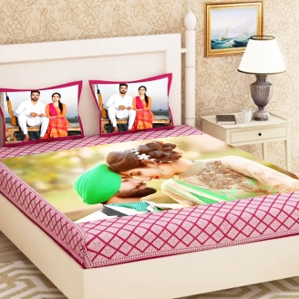 Special Couple Photo Printed Bed Sheet