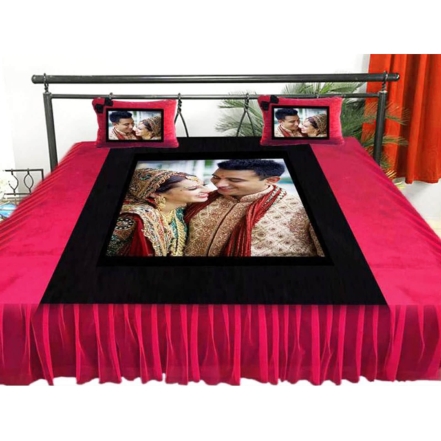 Sweet Married Couple Photo Printed Bed Sheet