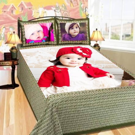 Very Pretty Girl Photo Printed Bed Sheet