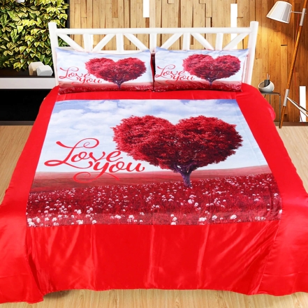 Attractive Love Photo Printed Bed Sheet