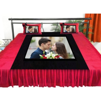 Sweet Couple Photo Printed Bed Sheet