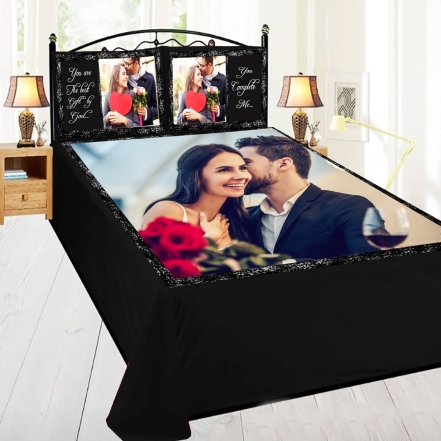 Beautiful Couple Valentine Photo Printed Bed Sheet