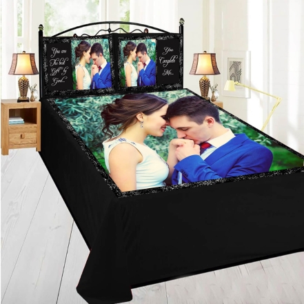 Romantic Couple Photo Printed Bed Sheet