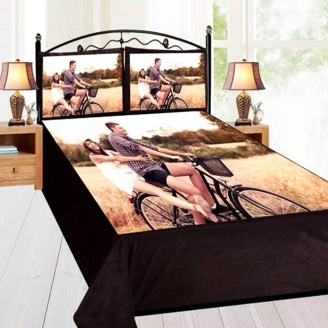Couple Photo Printed Bed Sheet