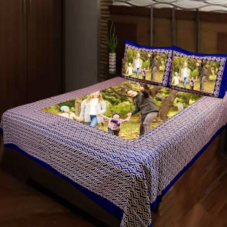 Sweet Family Photo Printed Bed Sheet