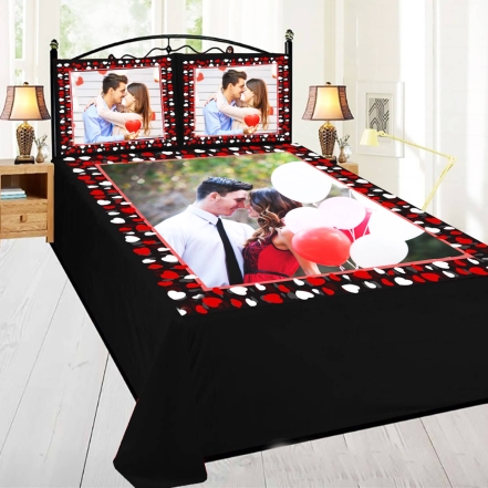 Pretty Valentine's Couple Photo Printed Bed Sheet