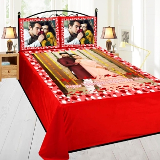 Photo Printed Bed Sheet For Romantic Couple