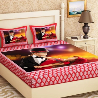 Gorgeous Couple Photo Printed Bed Sheet 