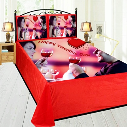 Valentine Special Photo Printed Bed Sheet