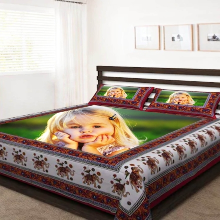 Beautiful Girl Photo Printed Bed Sheet