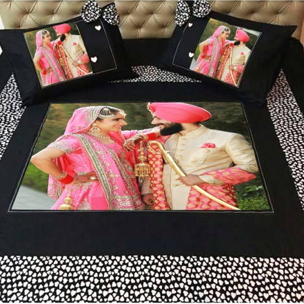 Pretty Couple Photo Printed Bed Sheet