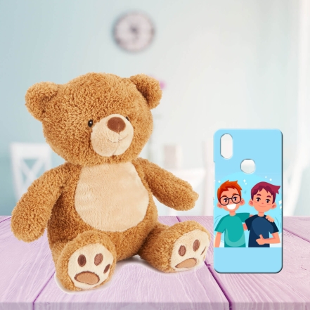 Cute Brown Teddy With Mobile Cover