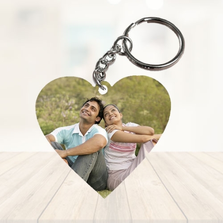 Heart Shape Photo Printed Key Chain