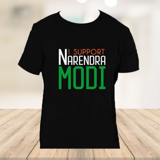 I Support Narendra Modi Text Printed T-Shirt