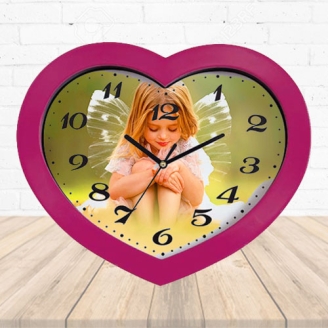 Heart Shape Photo Printed Clock