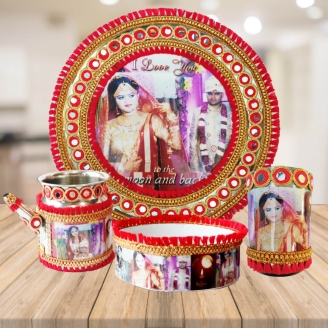 Photo Printed Decorated Karwa Chauth Set
