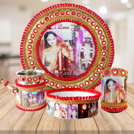 Photo Printed Decorated Karwa Chauth Set
