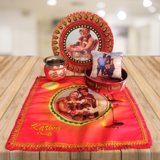 Photo Printed Decorated Karwa Chauth with Cloth Set 3