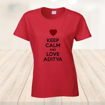 Women Printed Red T-Shirt