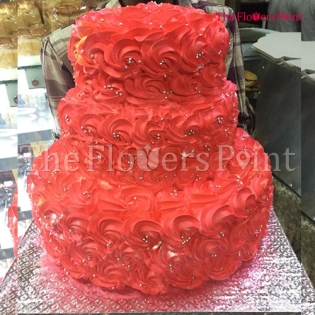 3-Tier Rose Cake Delivered in Delhi