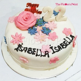 Fondant Flowers Cake Delivered in Delhi