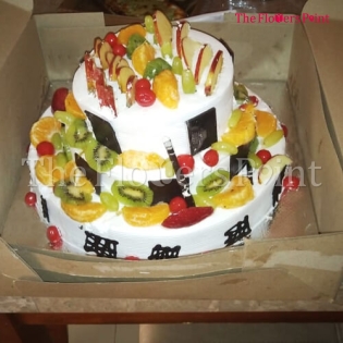 Multi Deco Fruit 3 Tier Cake 4 kg Delivered In Bangalore