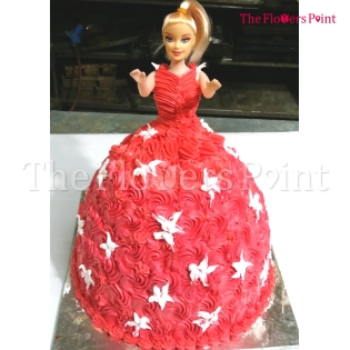 Red doll cake delivered in Pune
