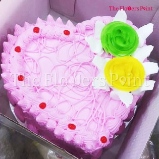 Strawberry Heart Shape Cake Delivered in Hyderabad