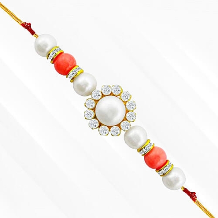 Beautiful Rakhi Decorated with Pearl