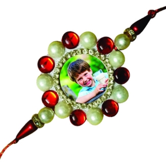 Lovely Pearl Photo Printed Rakhi