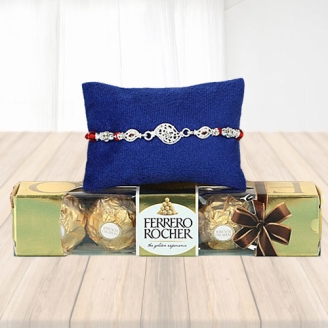 Rakhi With Ferrero Rocher Pack